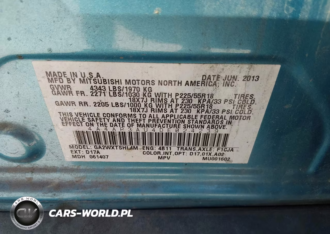 2013 Mitsubishi Outlander Sport Es VIN:4A4AP3AU4DE024239 - 9
