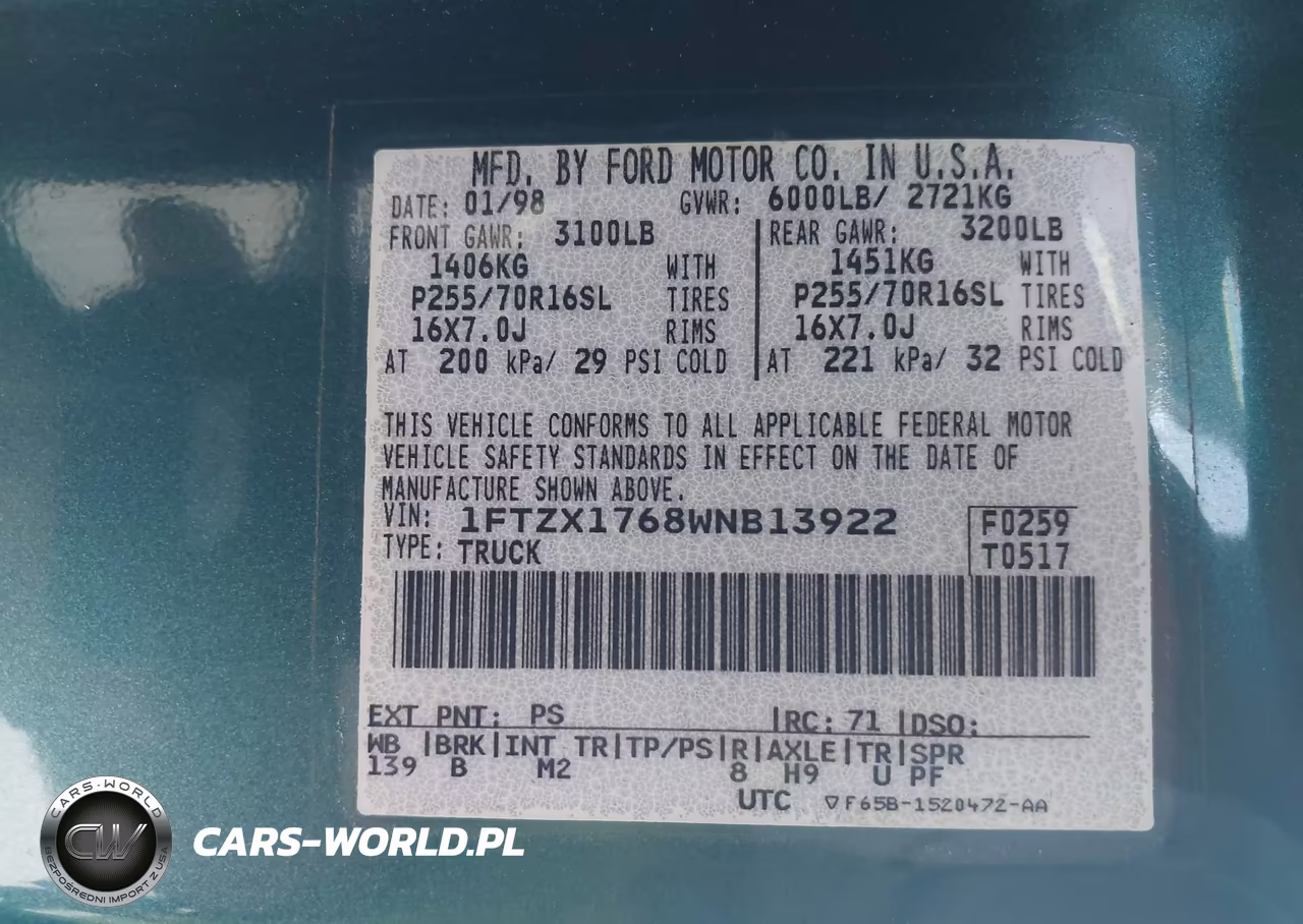 1998 Ford F-150 Lariat-Standard-Xl-Xlt VIN:1FTZX1768WNB13922 - 9