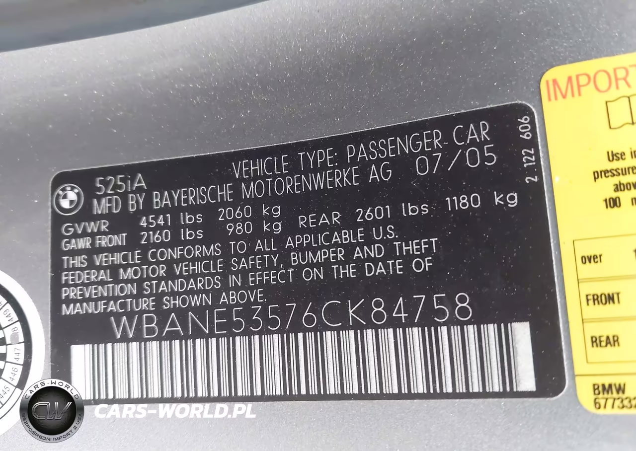 2006 BMW 525I VIN:WBANE53576CK84758 - 9