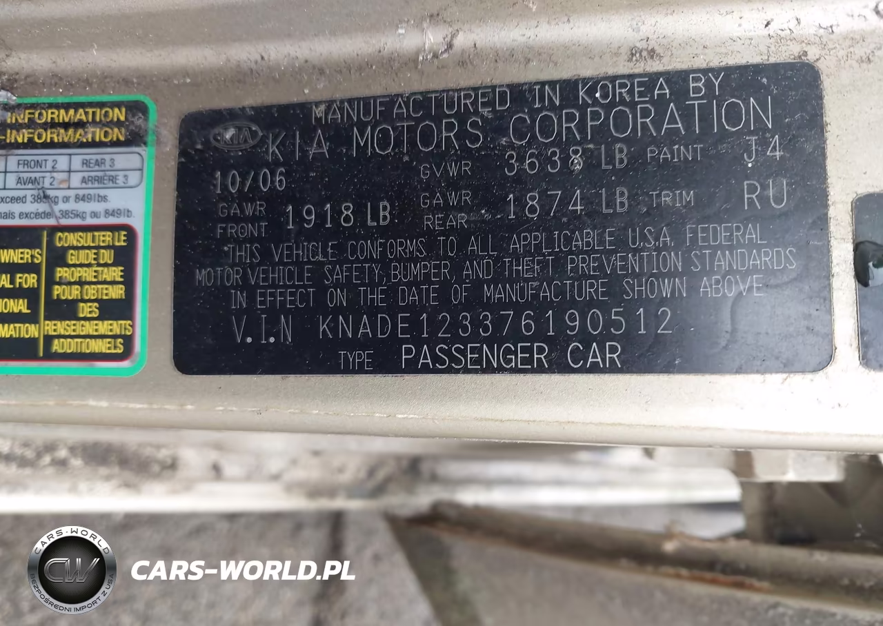 2007 Kia Rio Lx VIN:KNADE123376190512 - 9