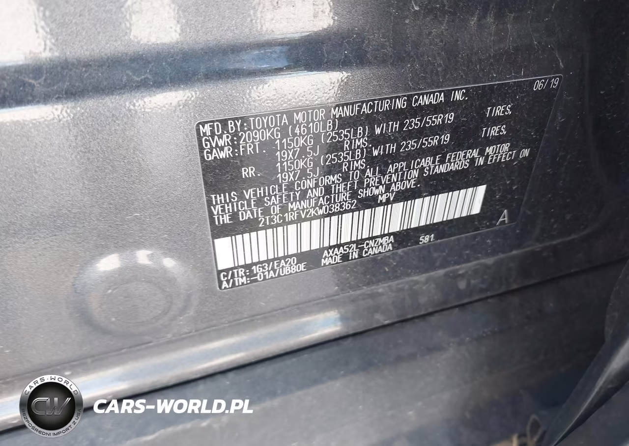 2019 Toyota Rav4 Xle Premium VIN:2T3C1RFV2KW038362 - 9