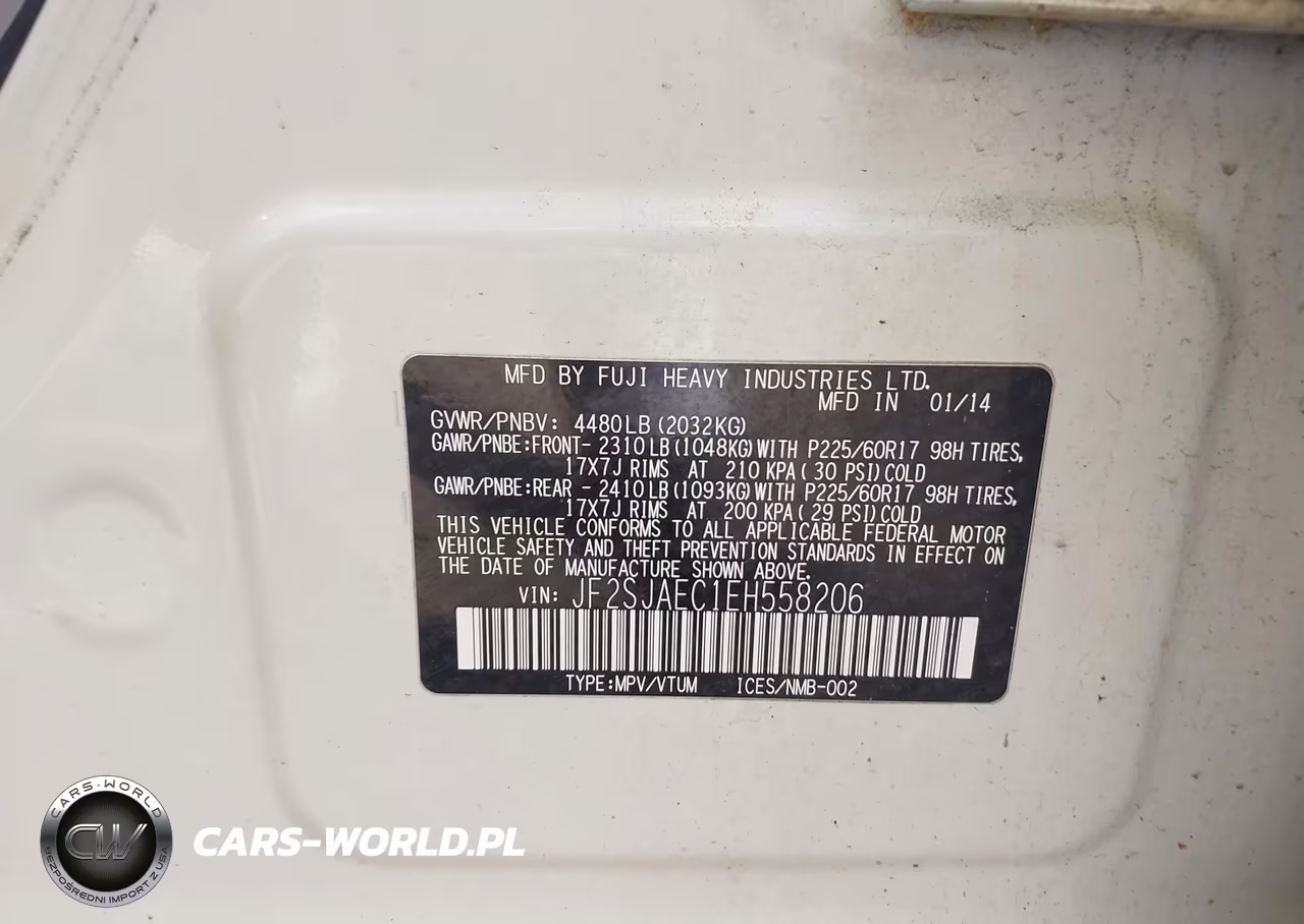 2014 Subaru Forester 2.5I Premium VIN:JF2SJAEC1EH558206 - 9