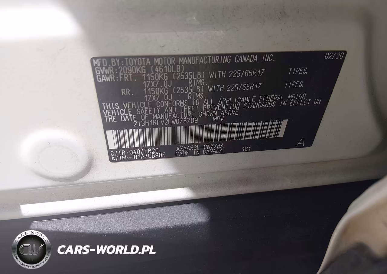 2020 Toyota Rav4 Le VIN:2T3H1RFV2LW075709 - 9