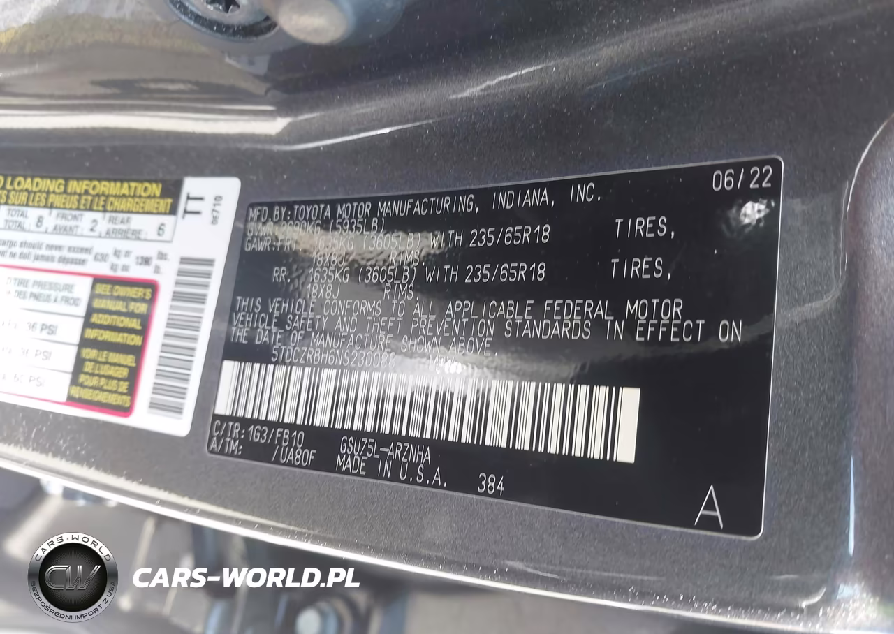 2022 Toyota Highlander L VIN:5TDCZRBH6NS230088 - 9