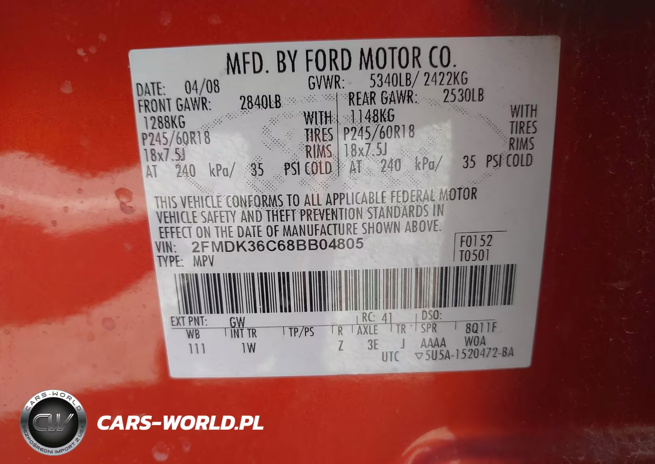 2008 Ford Edge Se VIN:2FMDK36C68BB04805 - 9
