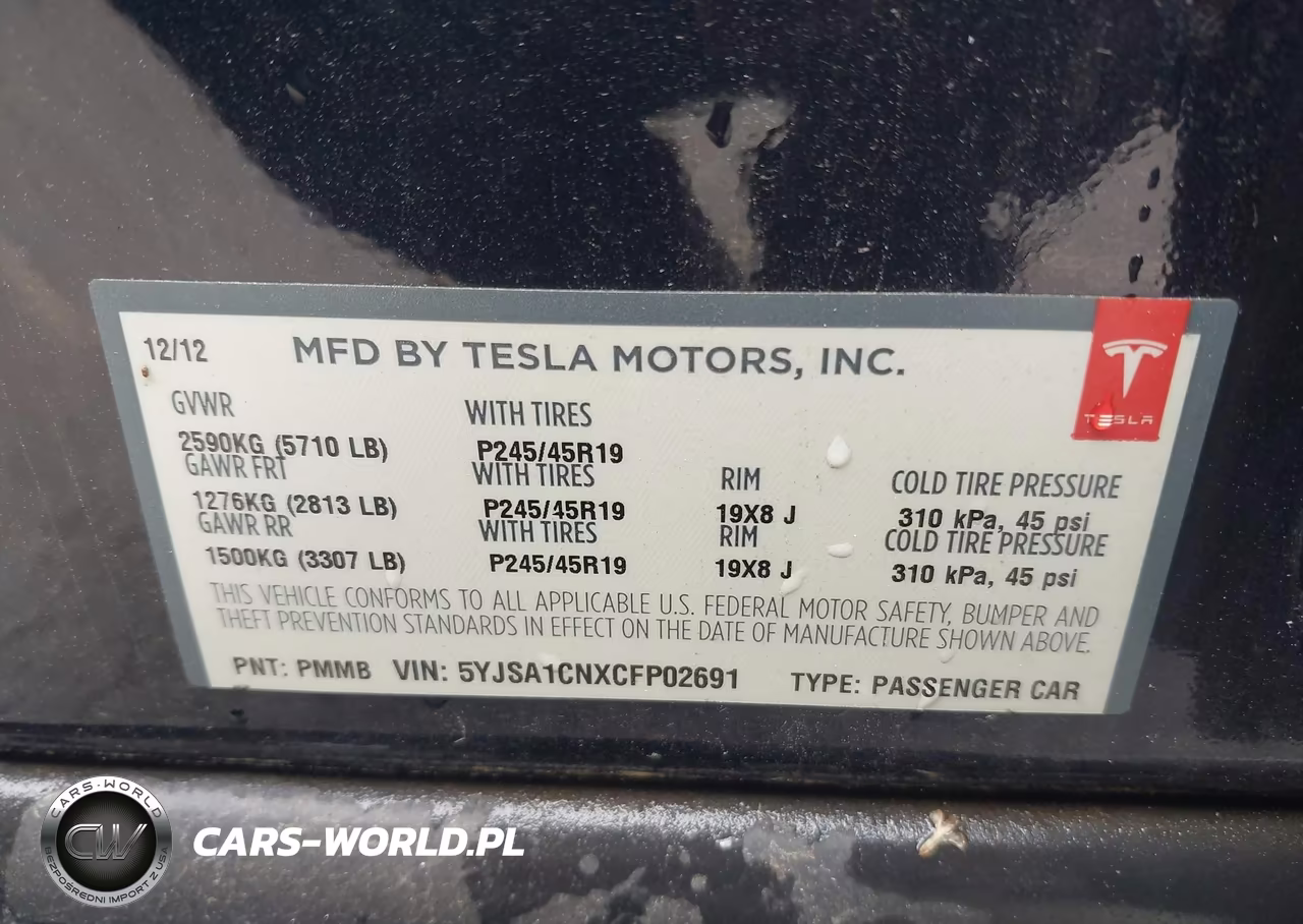 2012 Tesla Model S Signature VIN:5YJSA1CNXCFP02691 - 9