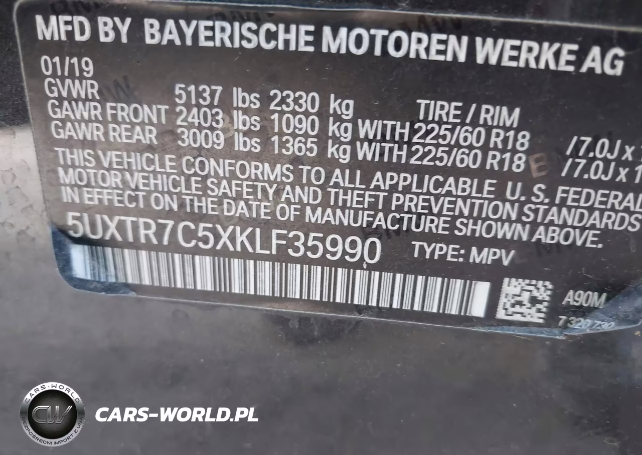 2019 BMW X3 Sdrive30I VIN:5UXTR7C5XKLF35990 - 9