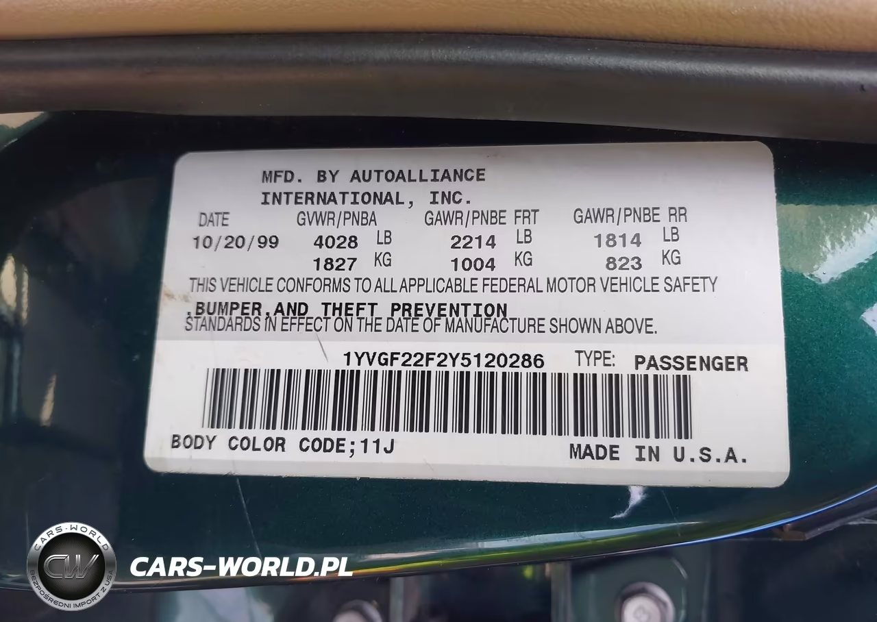 2000 Mazda 626 Es V6-Lx V6 VIN:1YVGF22F2Y5120286 - 9