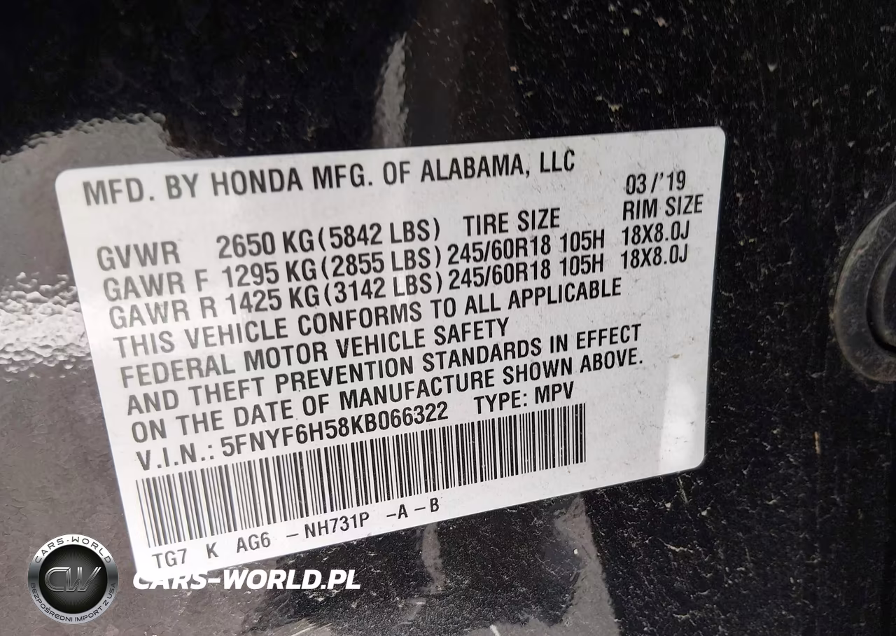 2019 Honda Pilot Ex-L VIN:5FNYF6H58KB066322 - 9
