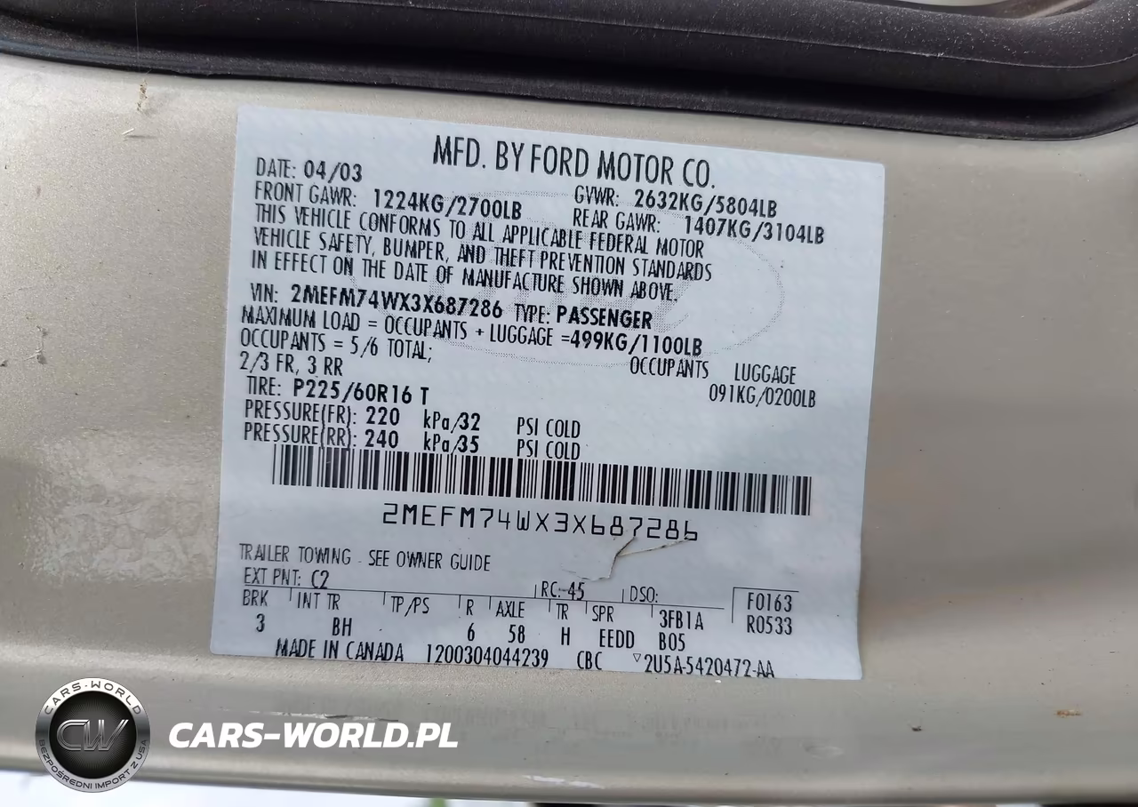 2003 Mercury Grand Marquis Gs VIN:2MEFM74WX3X687286 - 9