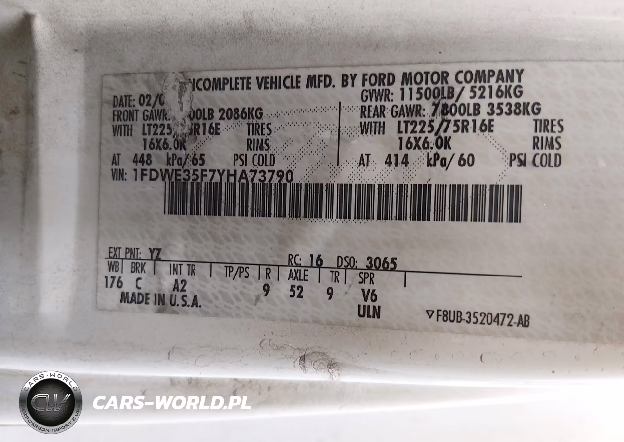 2000 Ford E-350 Cutaway Standard VIN:1FDWE35F7YHA73790 - 8