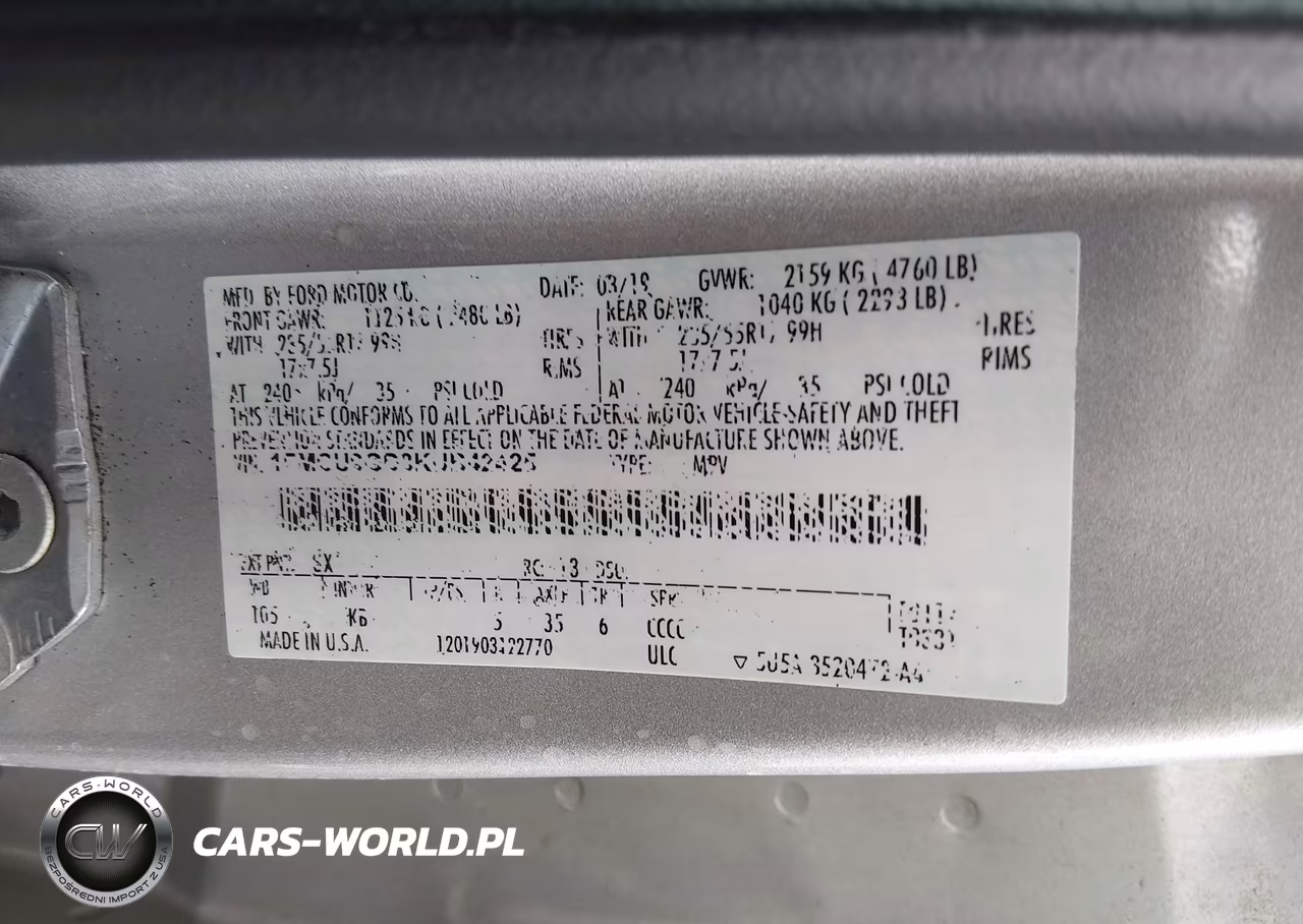 2019 Ford Escape Se VIN:1FMCU9GD8KUB42425 - 9