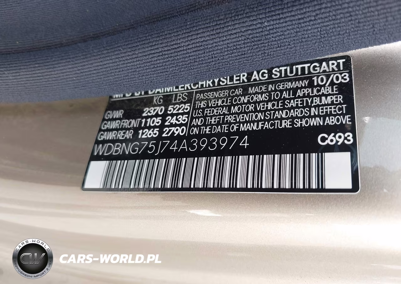 2004 Mercedes-Benz S 500 VIN:WDBNG75J74A393974 - 9