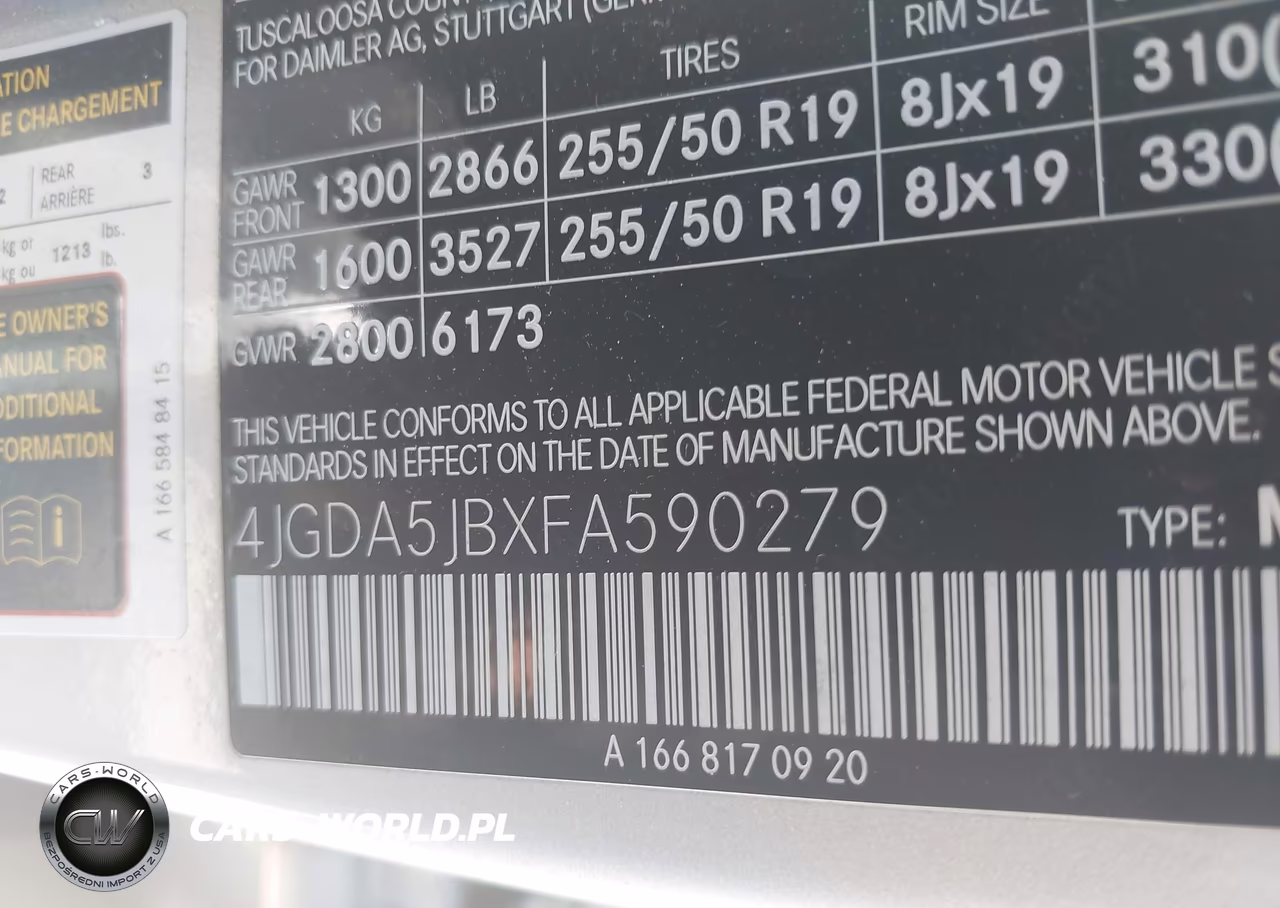 2015 Mercedes-Benz Ml 350 VIN:4JGDA5JBXFA590279 - 9
