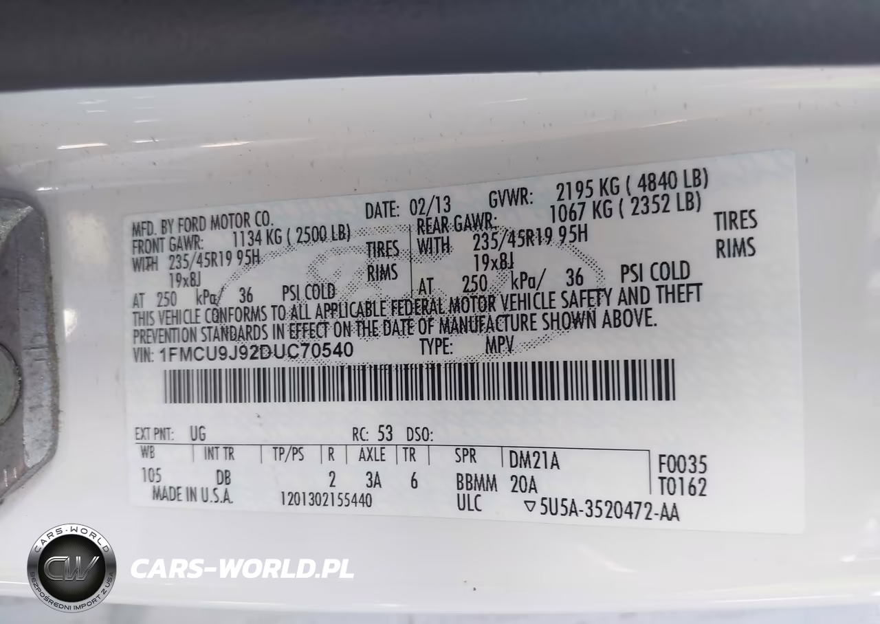 2013 Ford Escape Titanium VIN:1FMCU9J92DUC70540 - 9
