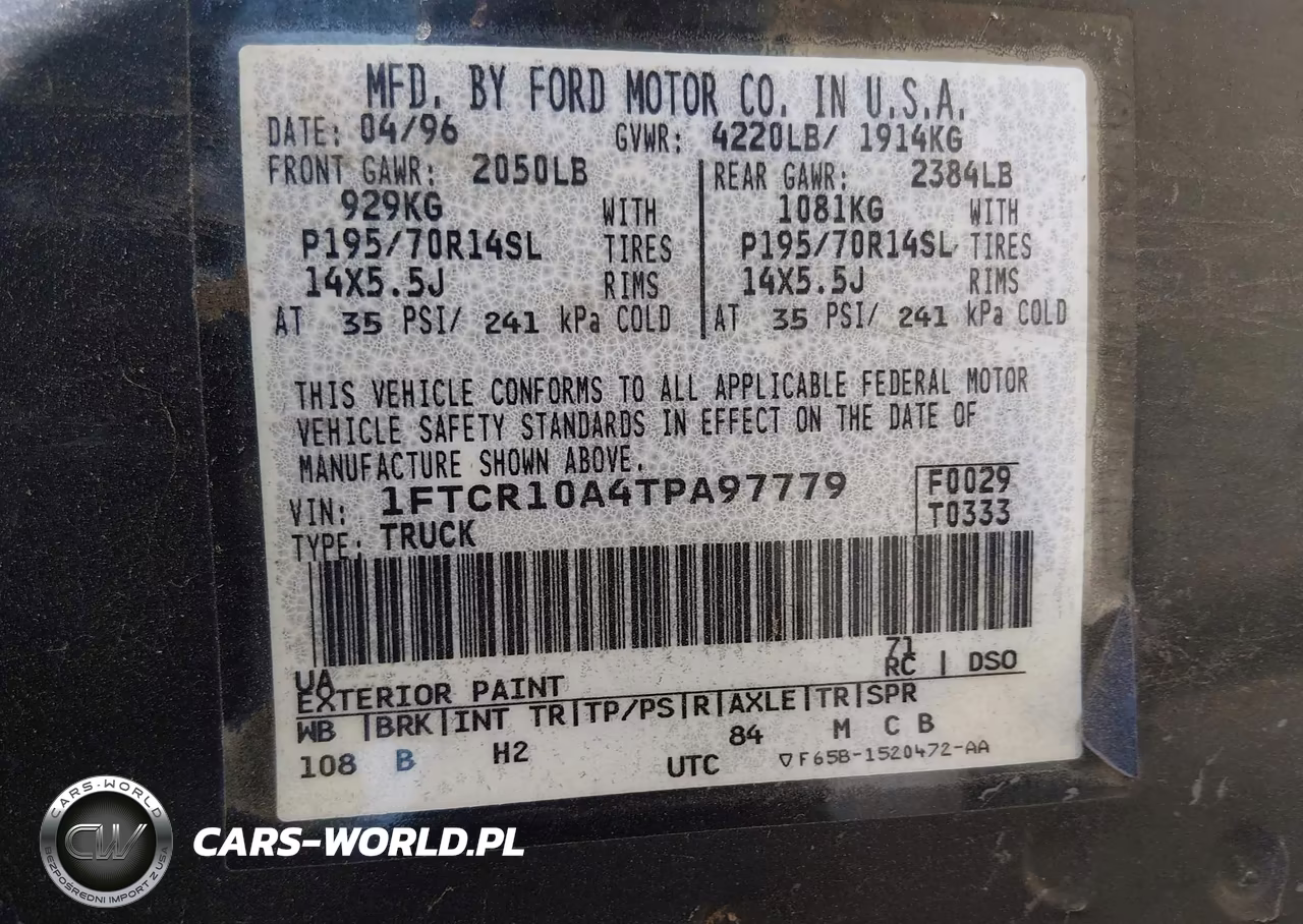 1996 Ford Ranger VIN:1FTCR10A4TPA97779 - 9