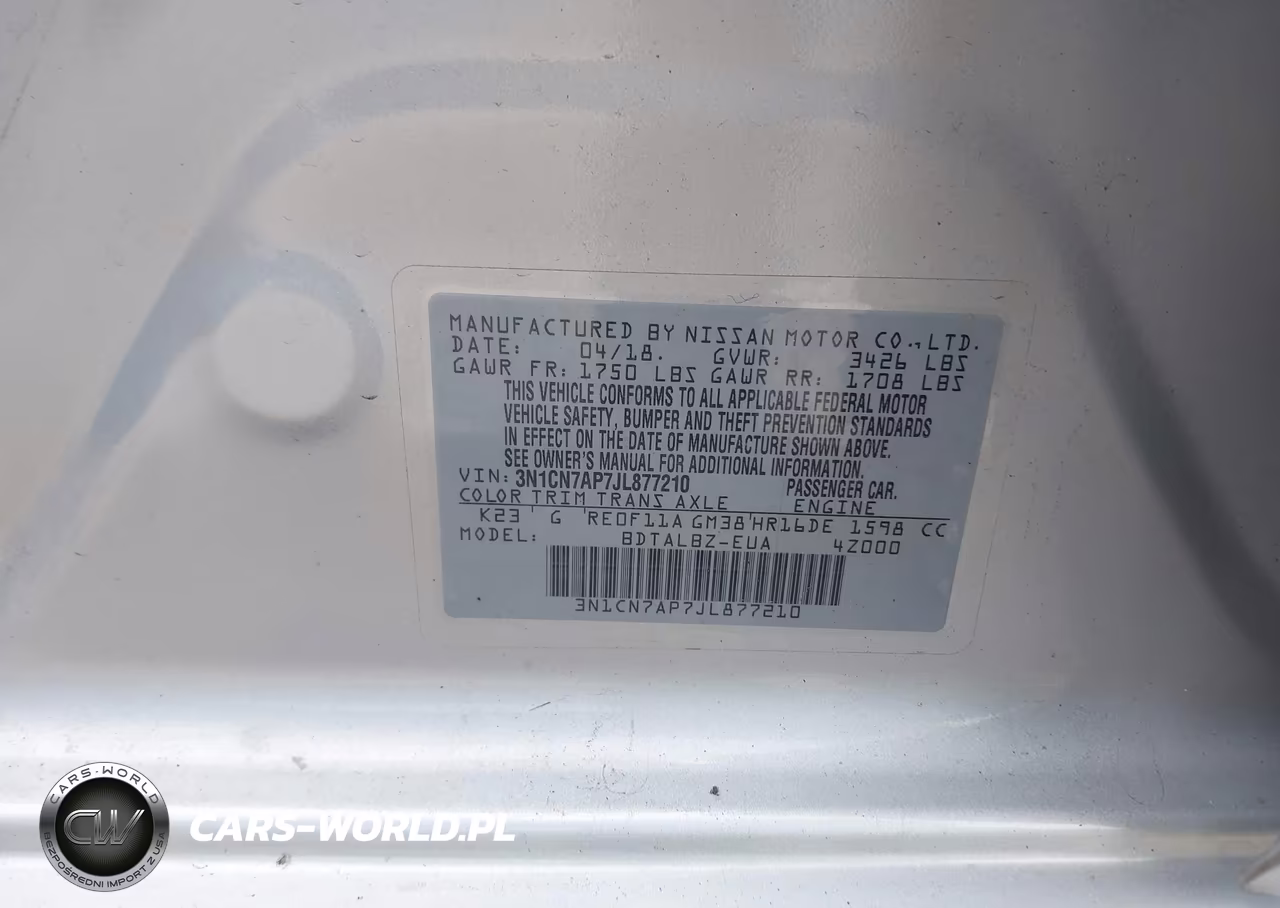 2018 Nissan Versa 1.6 Sv VIN:3N1CN7AP7JL877210 - 9
