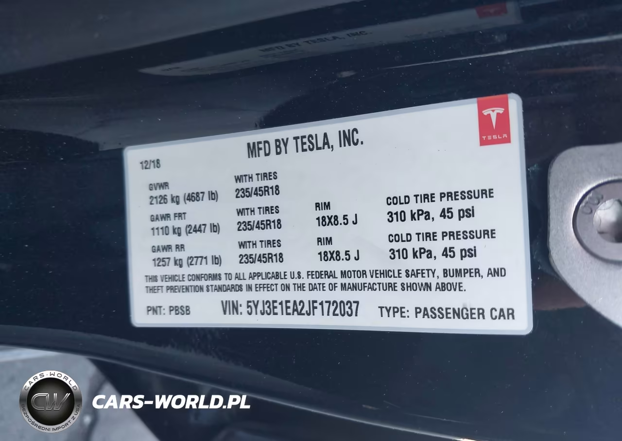 2018 Tesla Model 3 Long Range-Mid Range VIN:5YJ3E1EA2JF172037 - 9