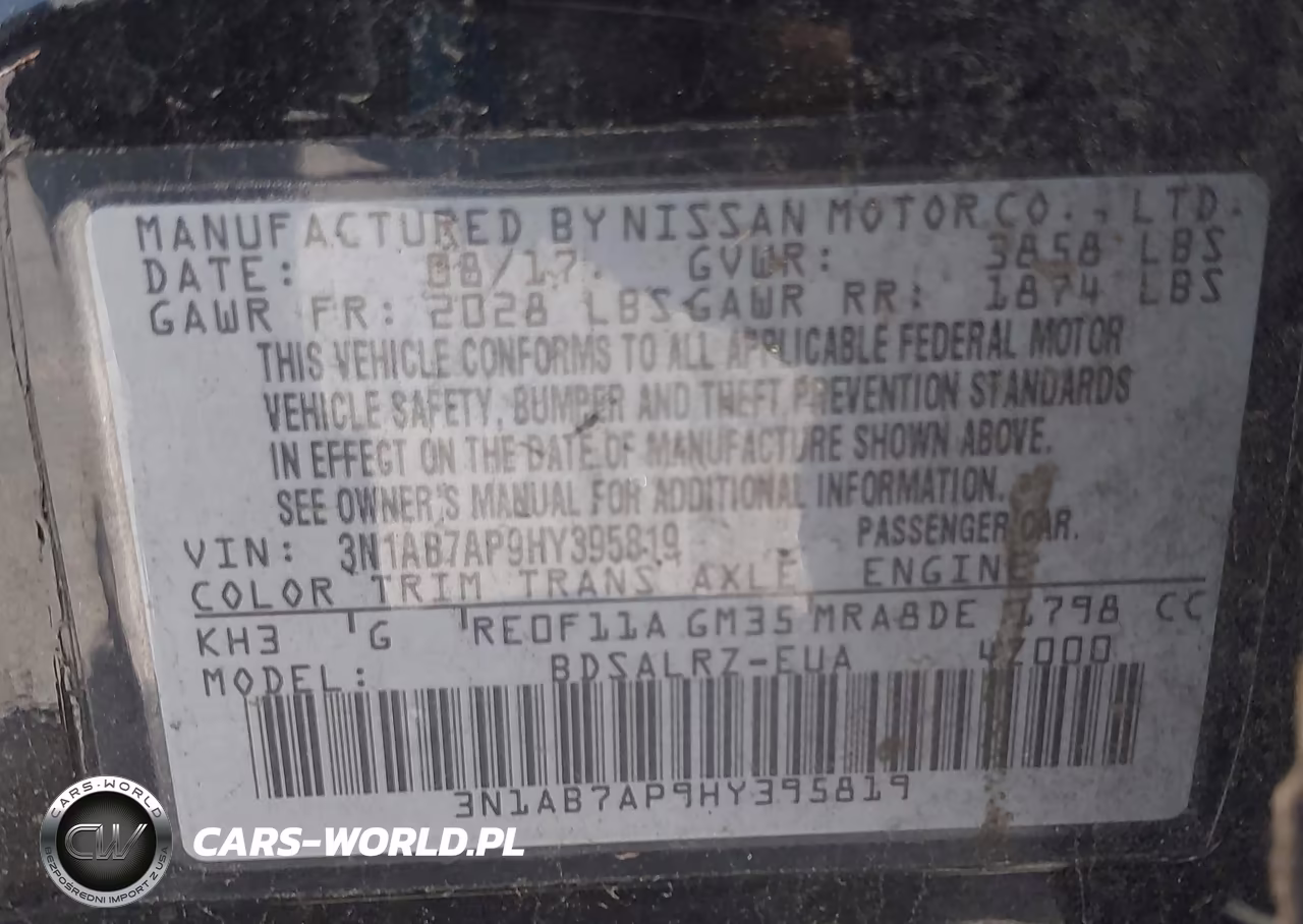 2017 Nissan Sentra Sr VIN:3N1AB7AP9HY395819 - 9