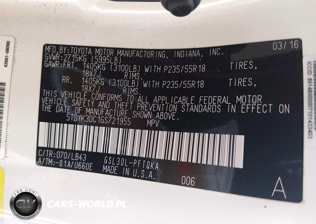 2016 Toyota Sienna Limited 7 Passenger VIN:5TDYK3DC1GS721955 - 9