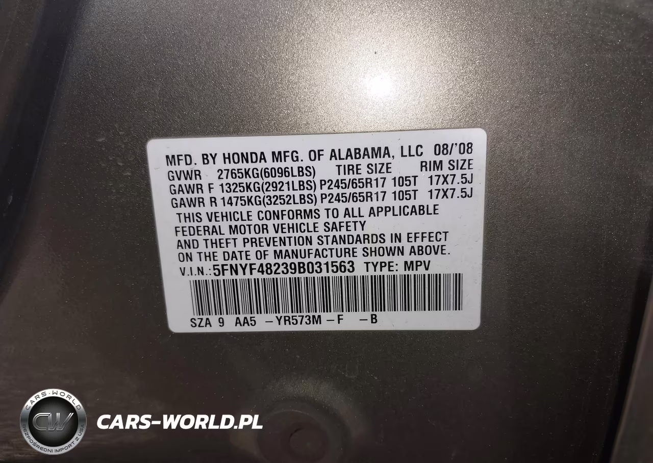 2009 Honda Pilot Lx VIN:5FNYF48239B031563 - 9