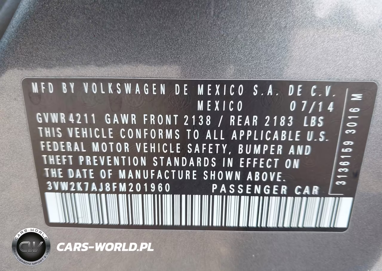 2015 Volkswagen Jetta 2.0L S VIN:3VW2K7AJ8FM201960 - 9