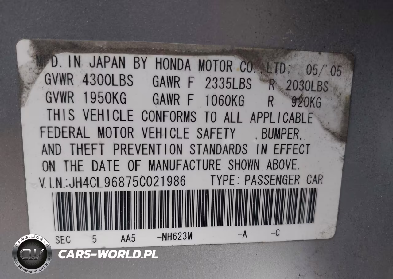 2005 Acura Tsx VIN:JH4CL96875C021986 - 9