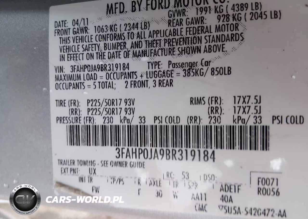 2011 Ford Fusion Sel VIN:3FAHP0JA9BR319184 - 9