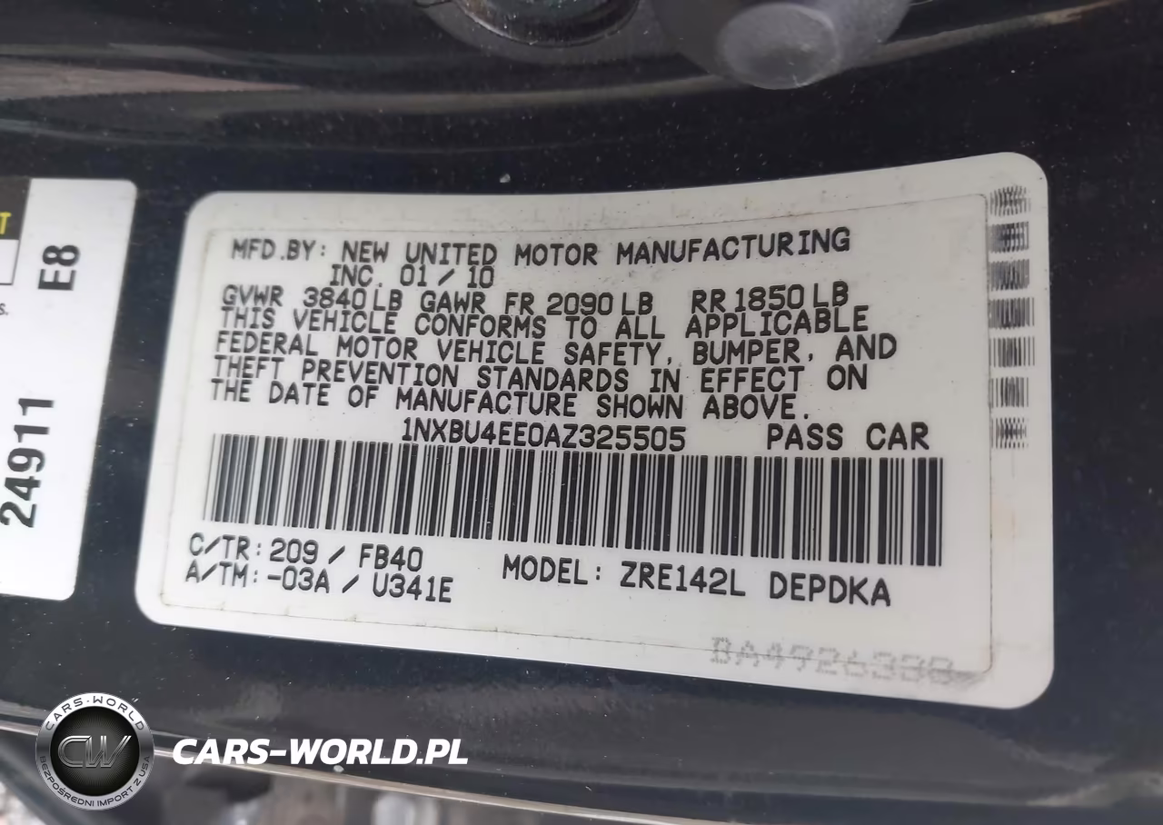 2010 Toyota Corolla VIN:1NXBU4EE0AZ325505 - 9