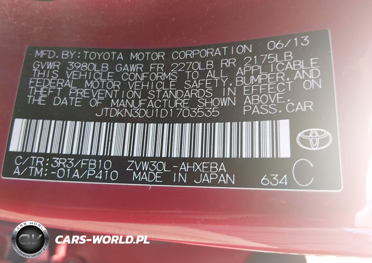 2013 Toyota Prius Two VIN:JTDKN3DU1D1703535 - 9