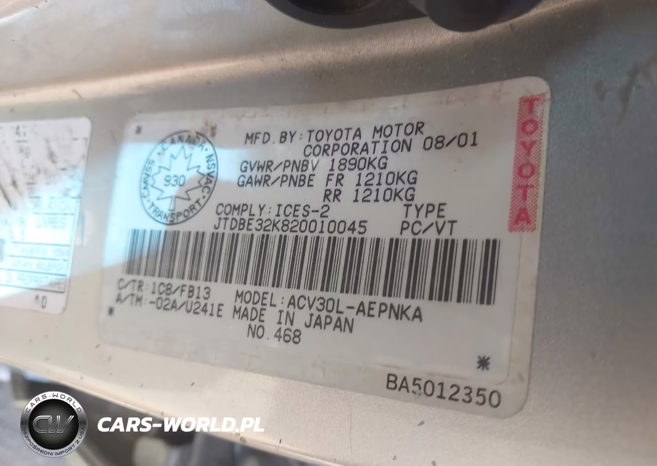 2002 Toyota Camry Le-Xle VIN:JTDBE32K820010045 - 9
