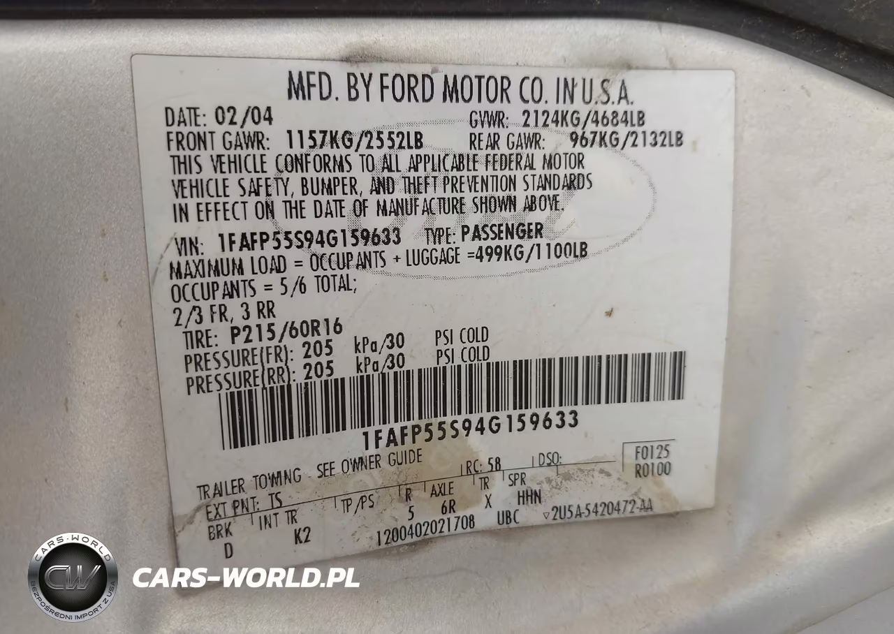 2004 Ford Taurus Ses VIN:1FAFP55S94G159633 - 9