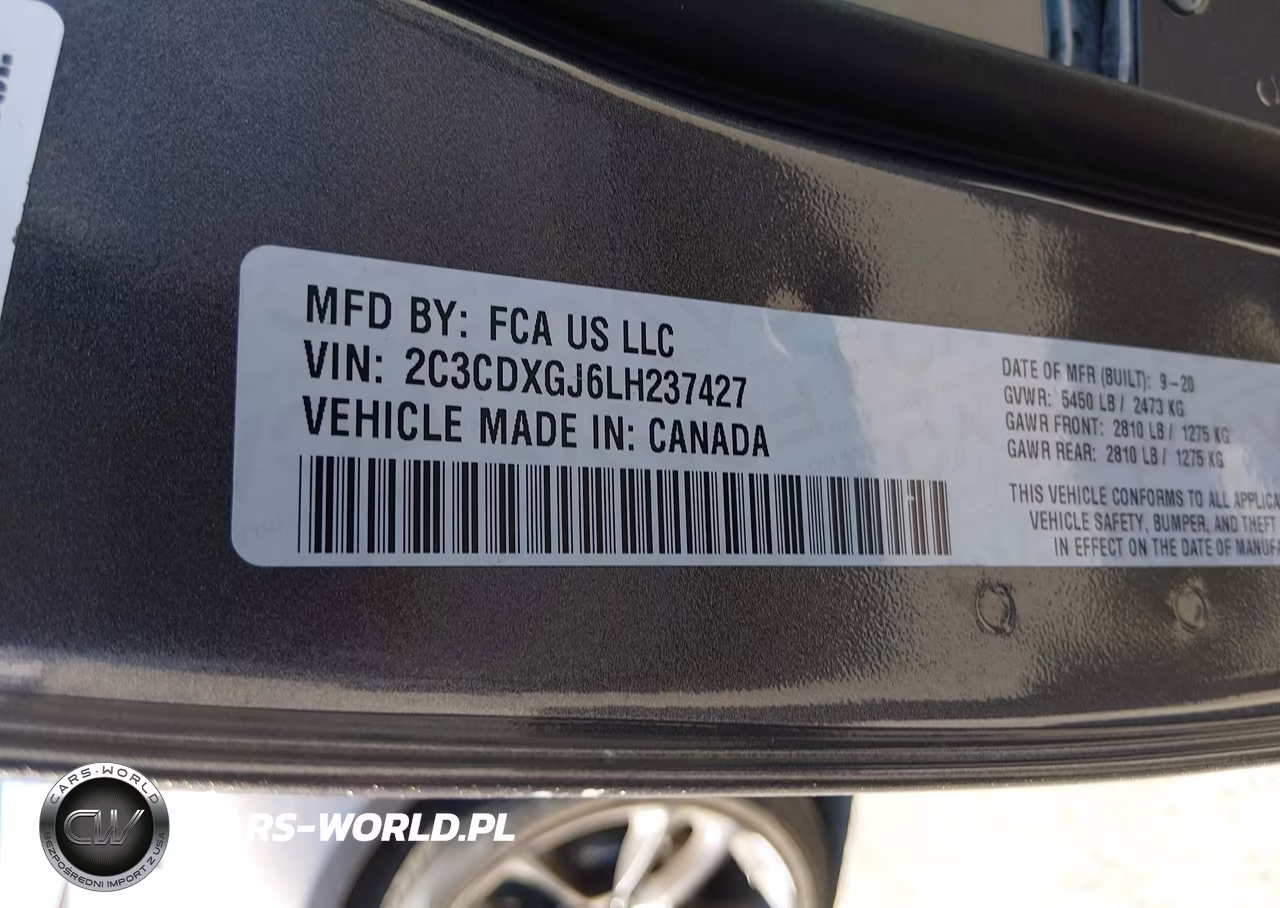 2020 Dodge Charger Scat Pack Rwd VIN:2C3CDXGJ6LH237427 - 9
