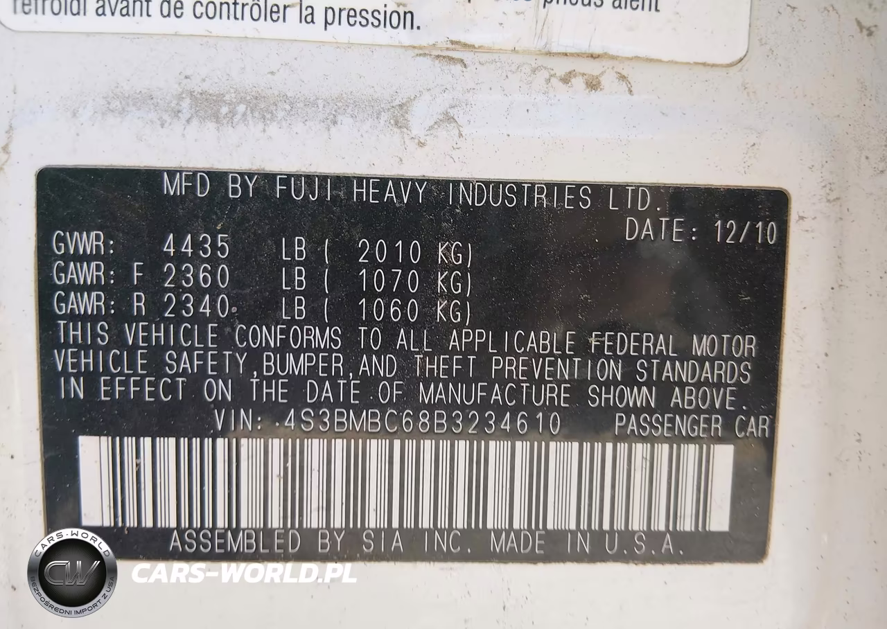 2011 Subaru Legacy 2.5I Premium VIN:4S3BMBC68B3234610 - 9