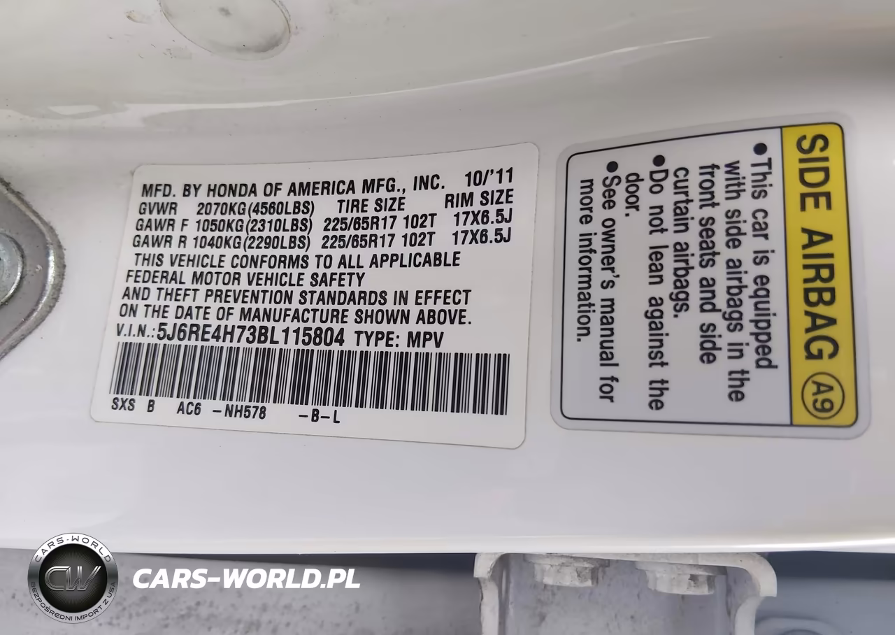 2011 Honda Cr-V Ex-L VIN:5J6RE4H73BL115804 - 9