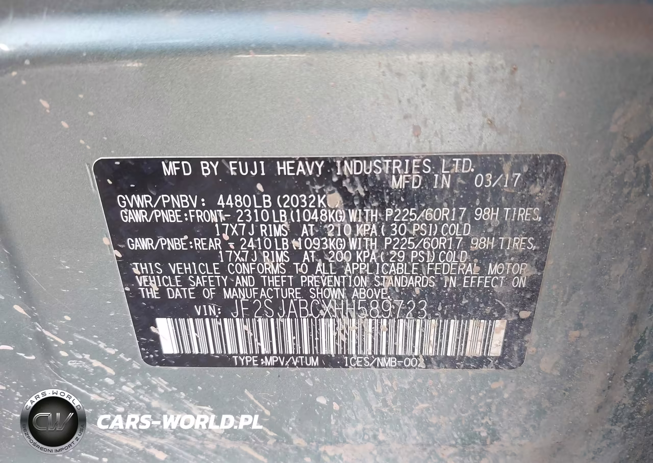 2017 Subaru Forester 2.5I VIN:JF2SJABCXHH589723 - 9