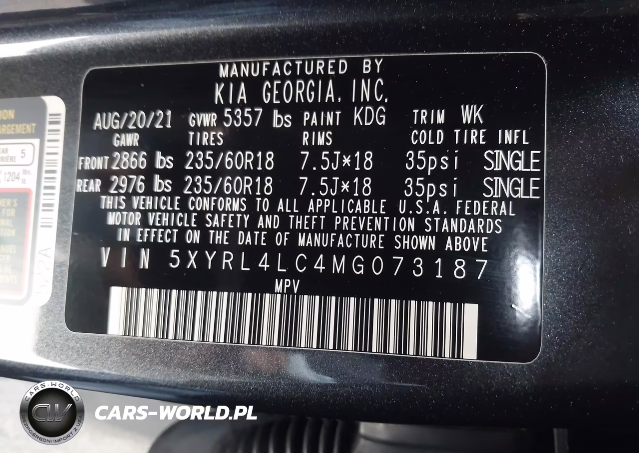 2021 Kia Sorento S VIN:5XYRL4LC4MG073187 - 9
