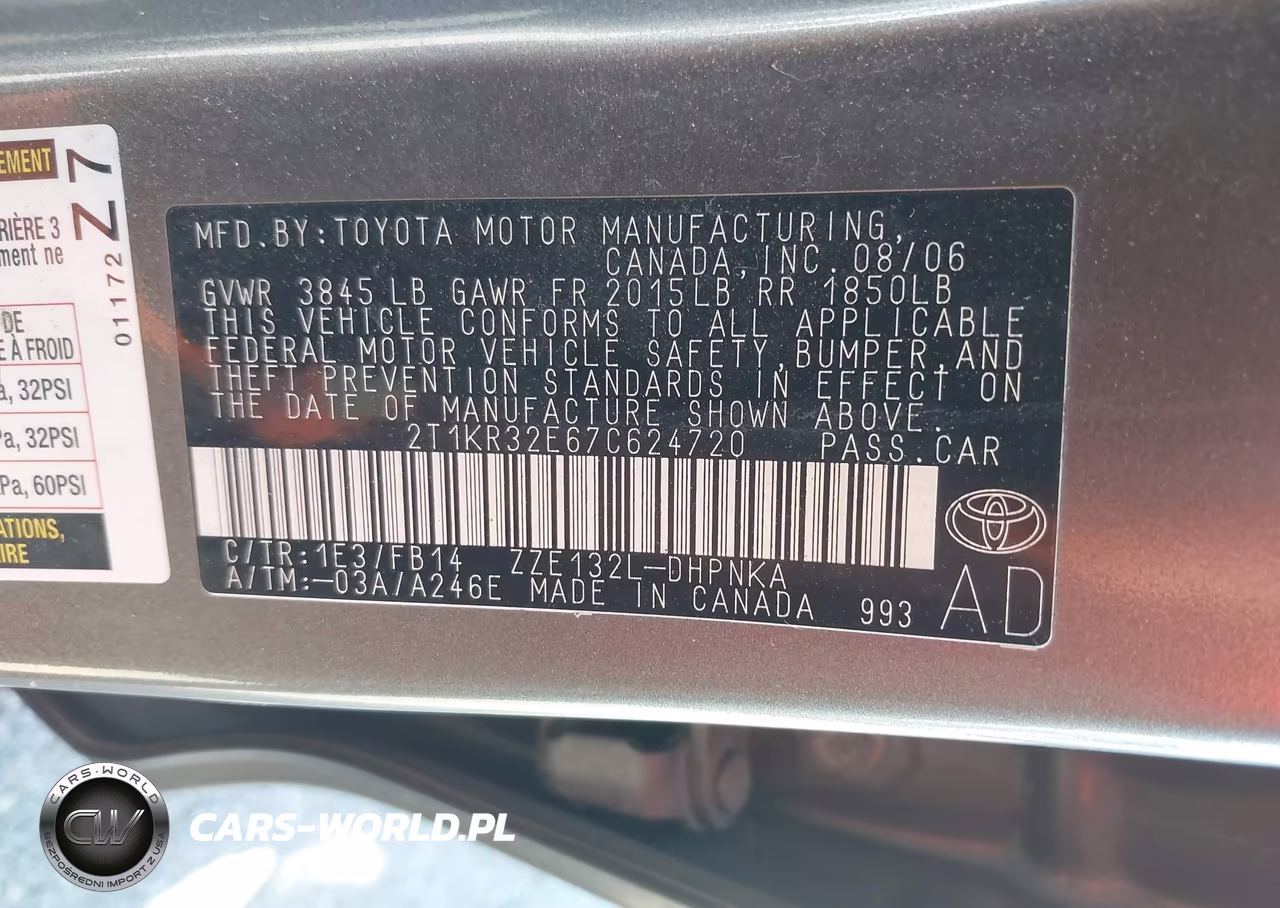 2007 Toyota Matrix Xr VIN:2T1KR32E67C624720 - 9