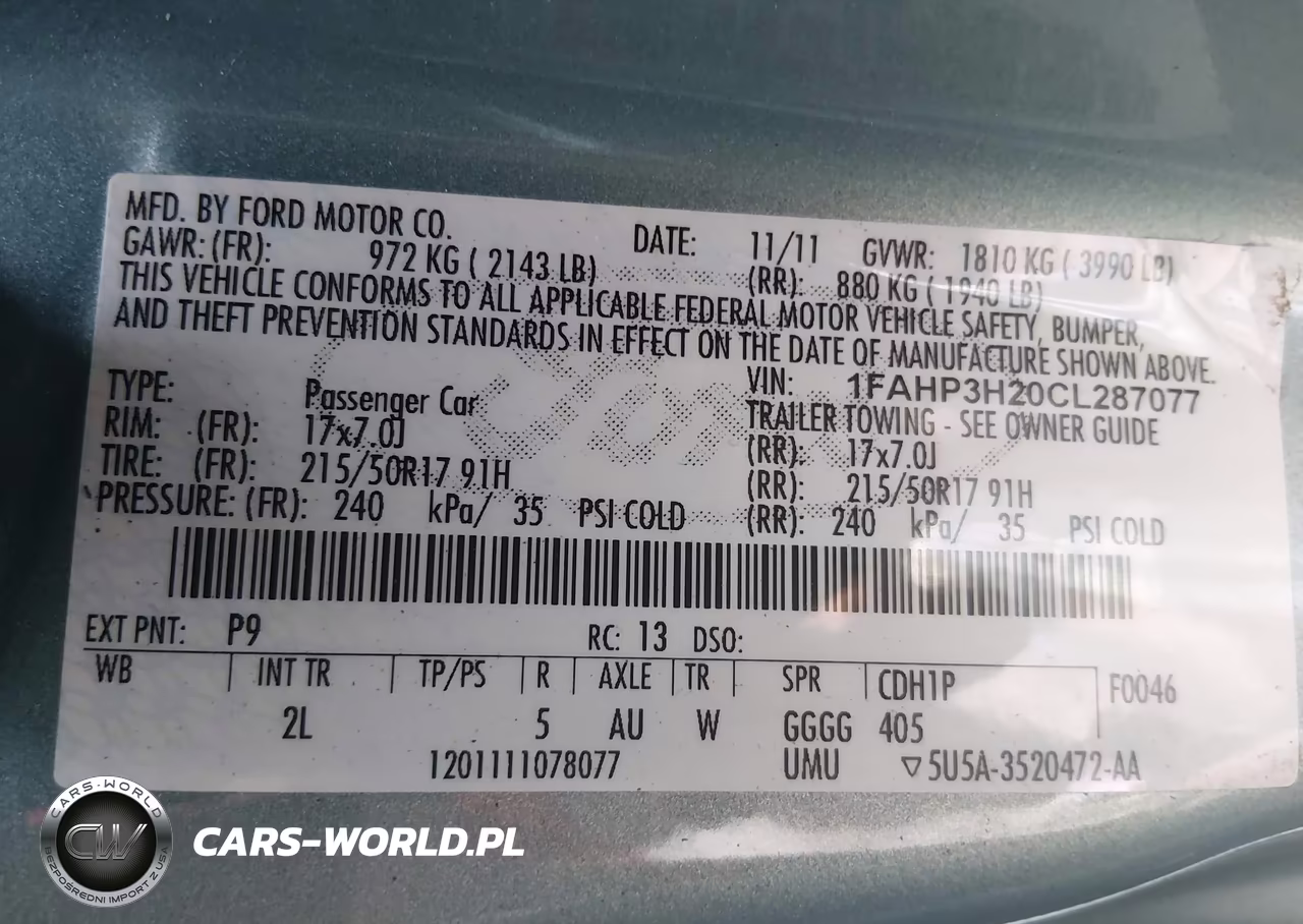 2012 Ford Focus Sel VIN:1FAHP3H20CL287077 - 9