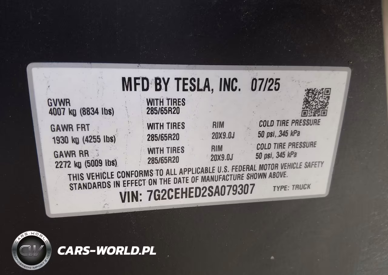 2025 Tesla Cybertruck All-Wheel Drive VIN:7G2CEHED2SA079307 - 9