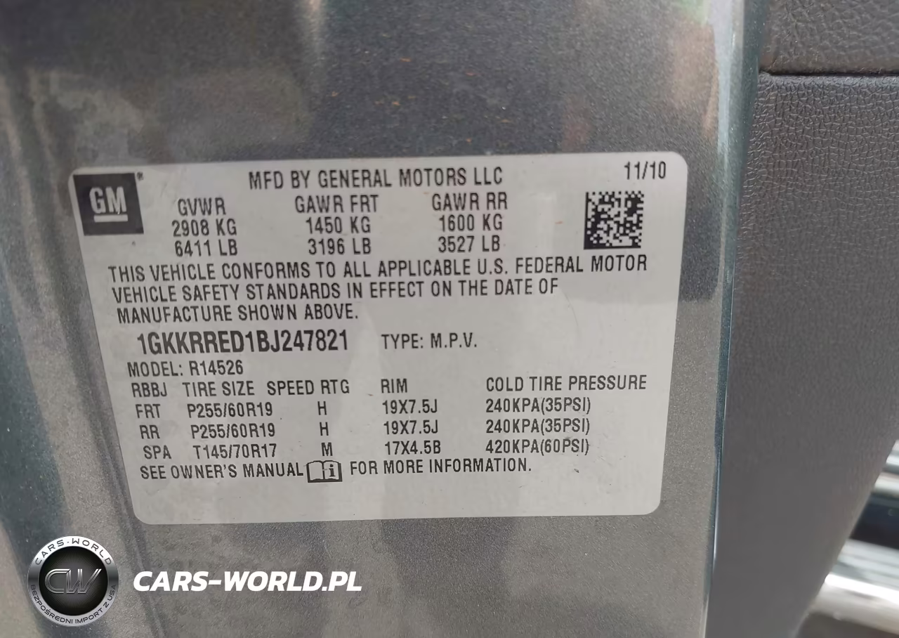 2011 GMC Acadia Slt-1 VIN:1GKKRRED1BJ247821 - 9
