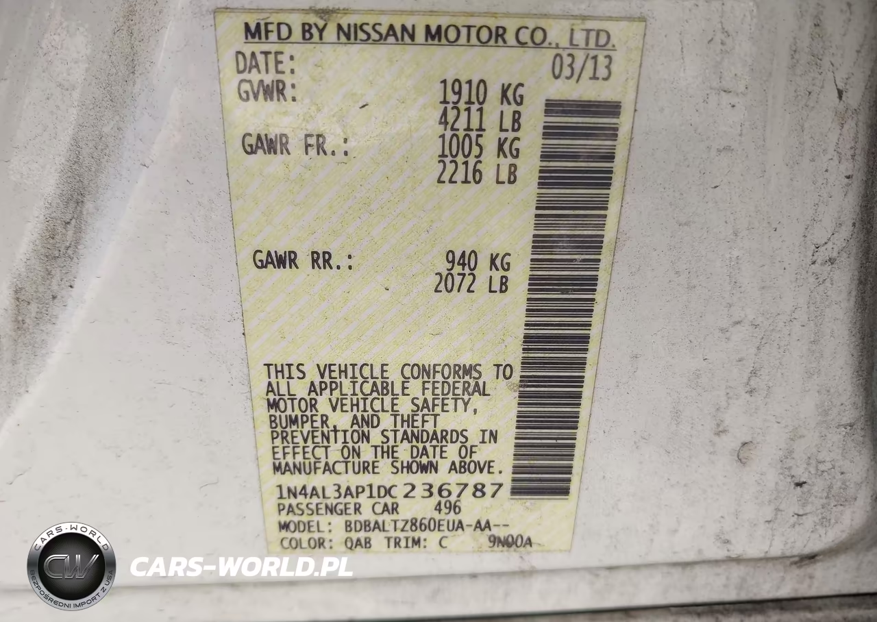 2013 Nissan Altima 2.5 Sv VIN:1N4AL3AP1DC236787 - 9