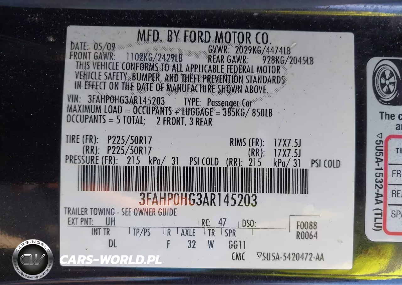 2010 Ford Fusion Se VIN:3FAHP0HG3AR145203 - 9