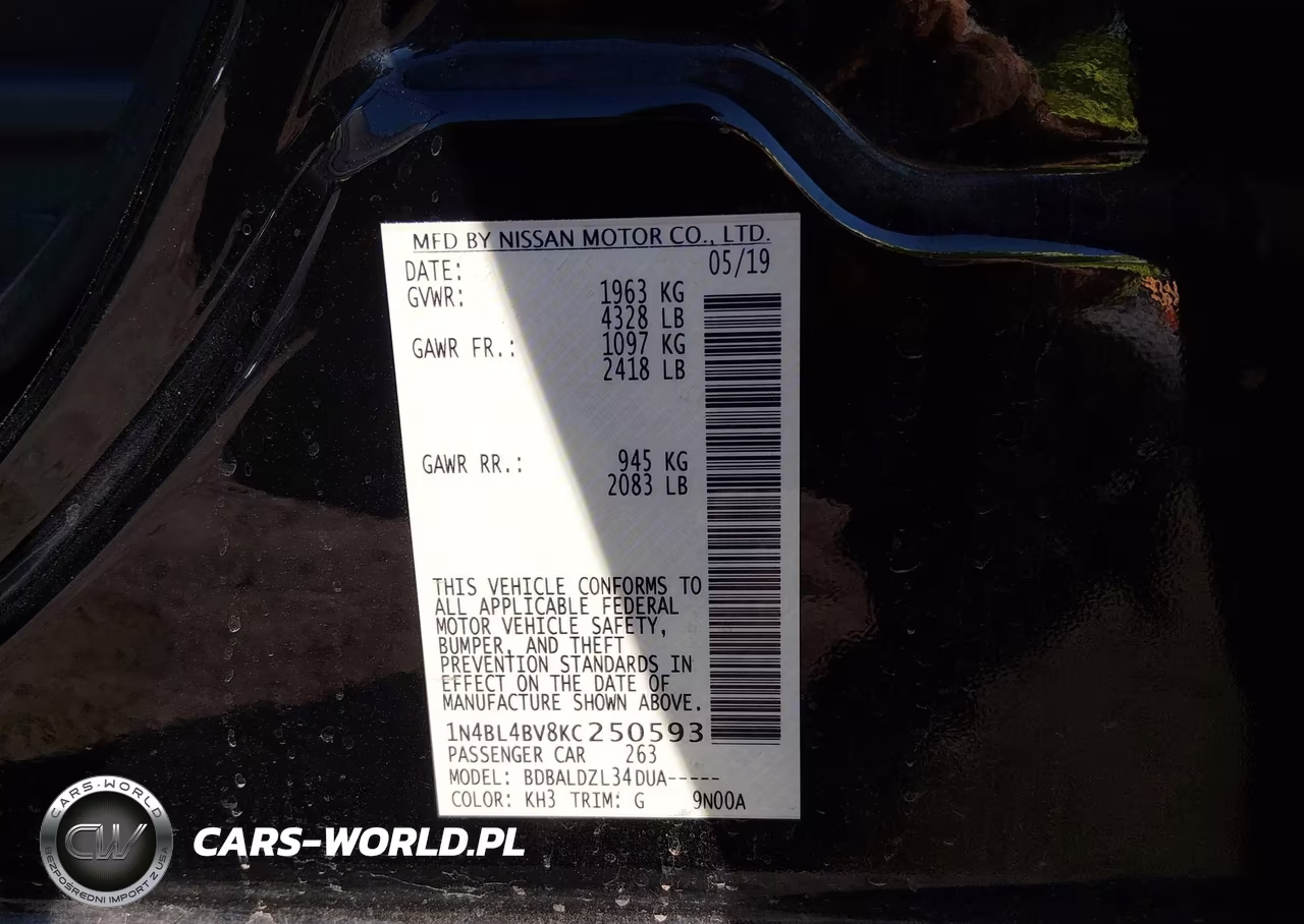 2019 Nissan Altima 2.5 S VIN:1N4BL4BV8KC250593 - 9