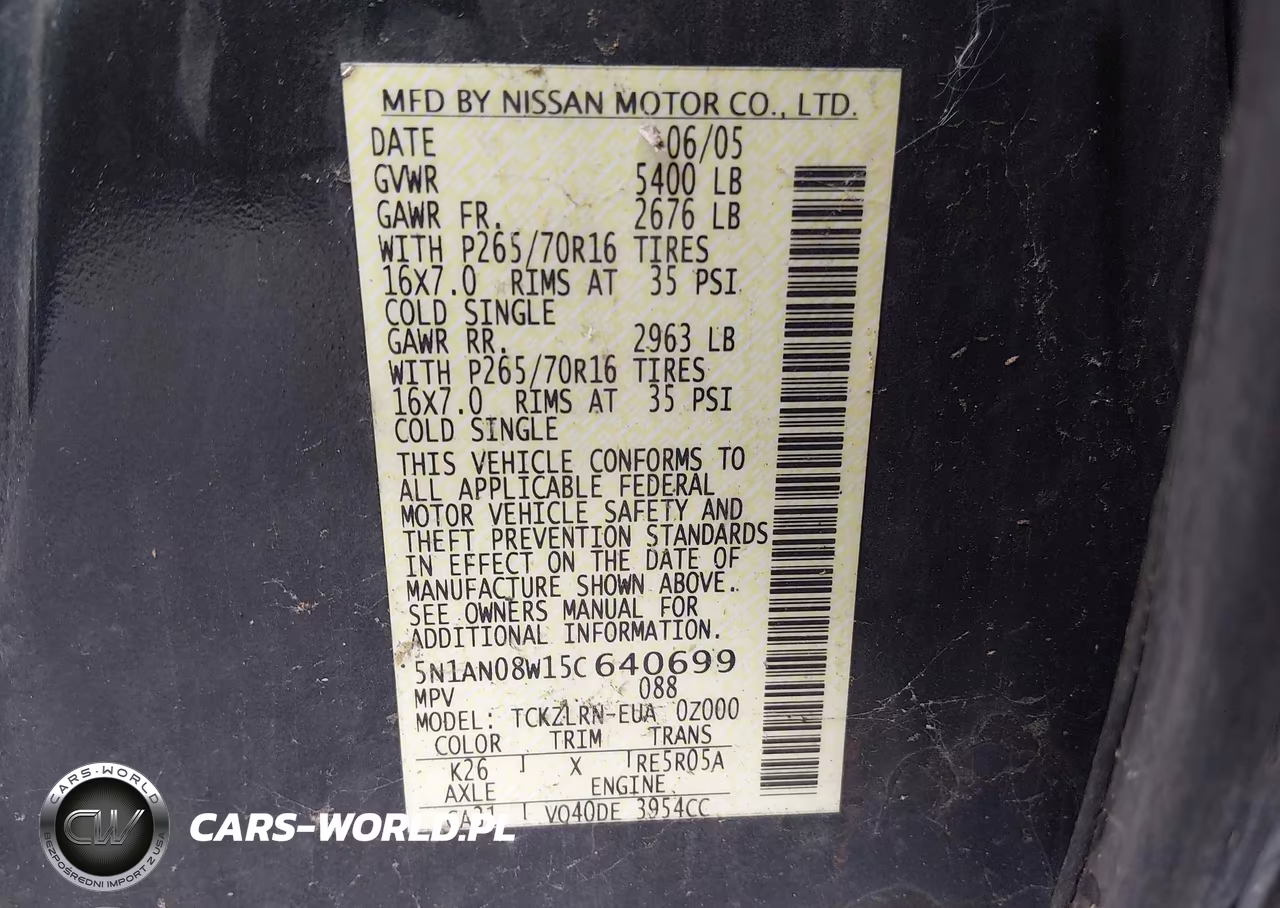 2005 Nissan Xterra S VIN:5N1AN08W15C640699 - 9