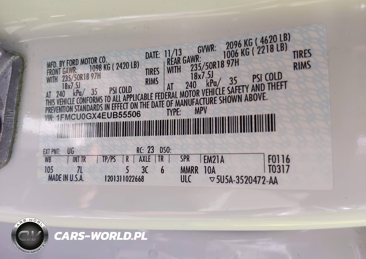 2014 Ford Escape Se VIN:1FMCU0GX4EUB55506 - 9
