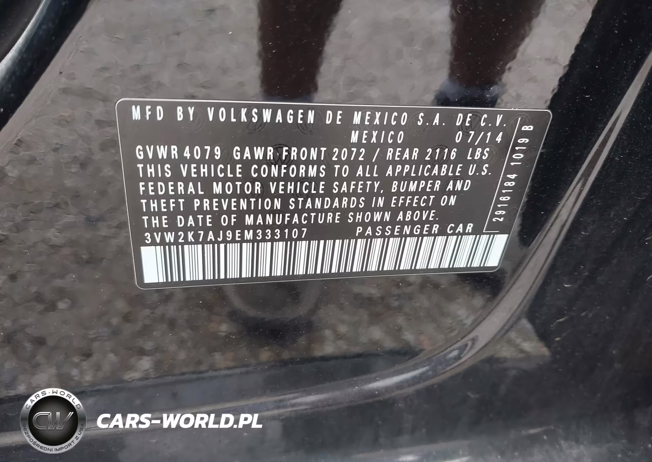 2014 Volkswagen Jetta 2.0L S VIN:3VW2K7AJ9EM333107 - 9