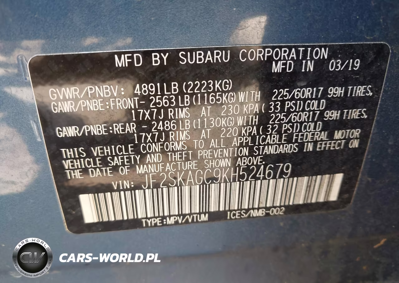 2019 Subaru Forester Premium VIN:JF2SKAGC9KH524679 - 9