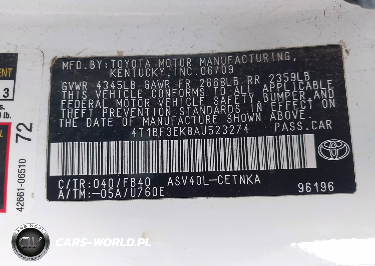 2010 Toyota Camry Le VIN:4T1BF3EK8AU523274 - 9