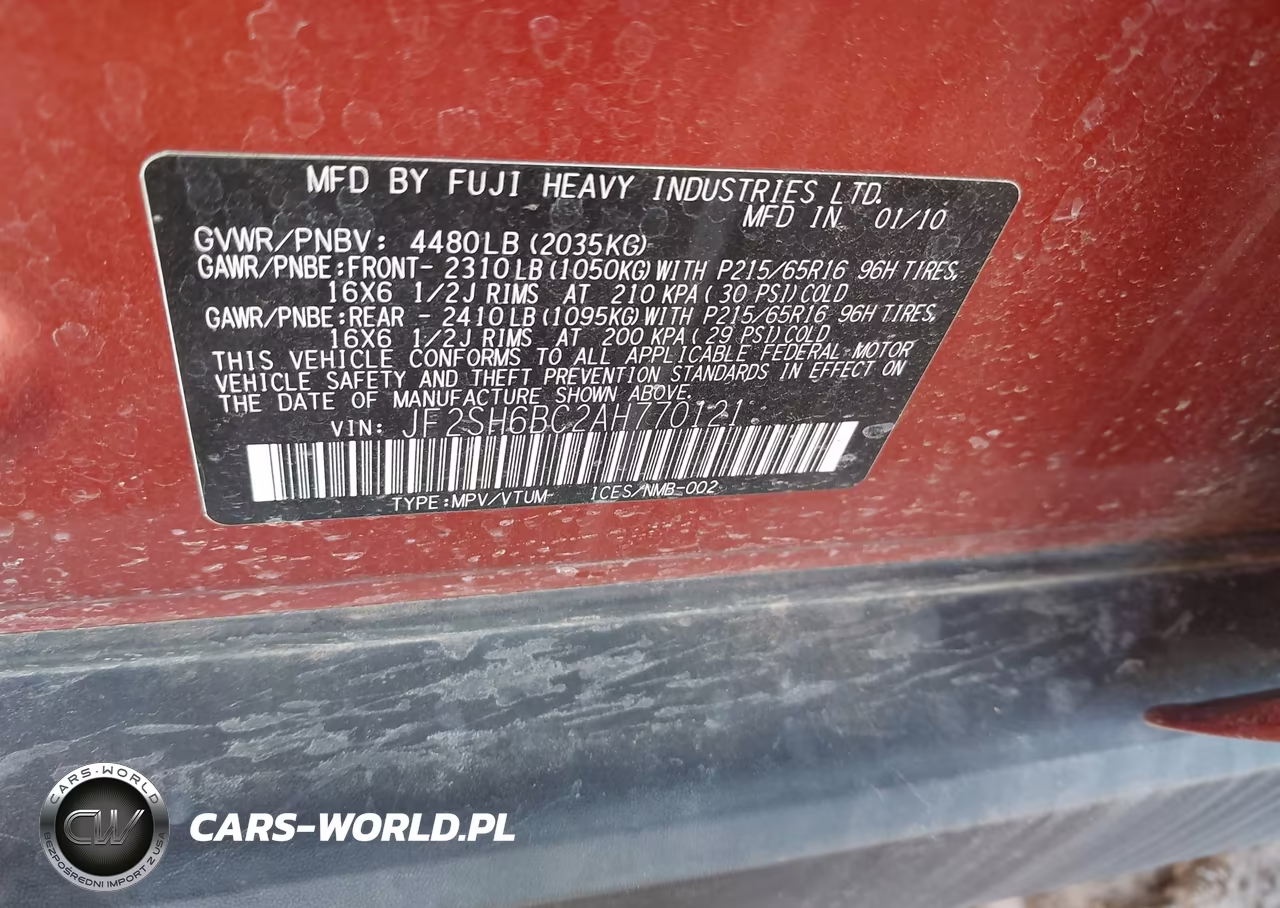 2010 Subaru Forester 2.5X VIN:JF2SH6BC2AH770121 - 9